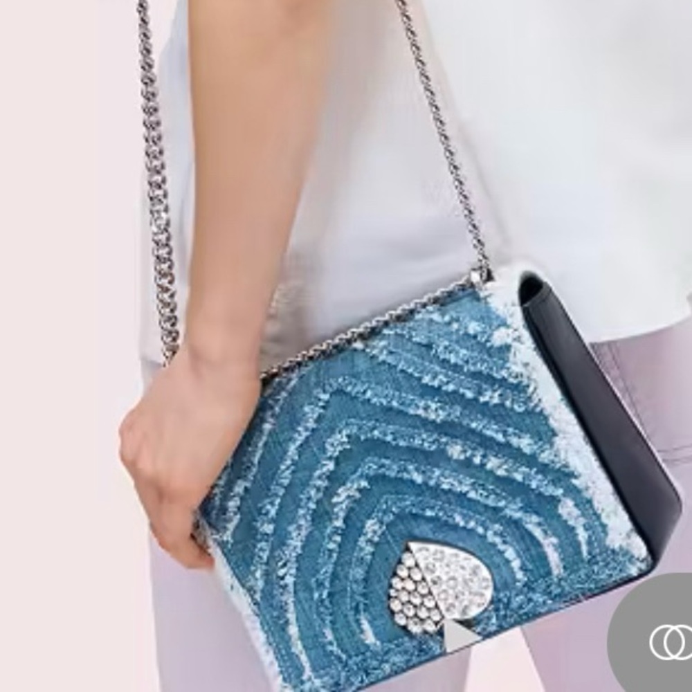 NWT KATE SPADE Amelia Jeweled Medium Convertible Blue Shoulder Bag